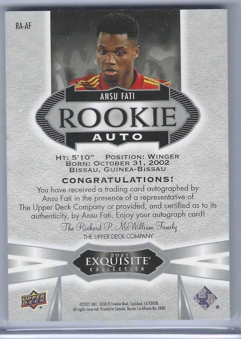ANSU FATI 2020-21 UPPER DECK EXQUISITE ROOKIE AUTO RC #D 24/99