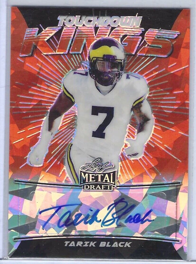 TARIK BLACK 2020 LEAF METAL DRAFT TOUCHDOWN KINGS ORANGE ICE AUTO RC #D 1/2
