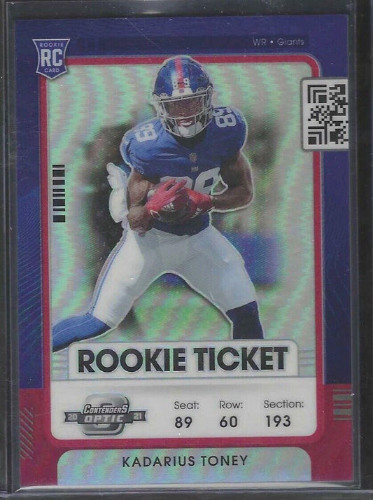 KADARIUS TONEY 2021 PANINI OPTIC CONTENDERS RED HOLO PRIZM ROOKIE RC #D 114/175
