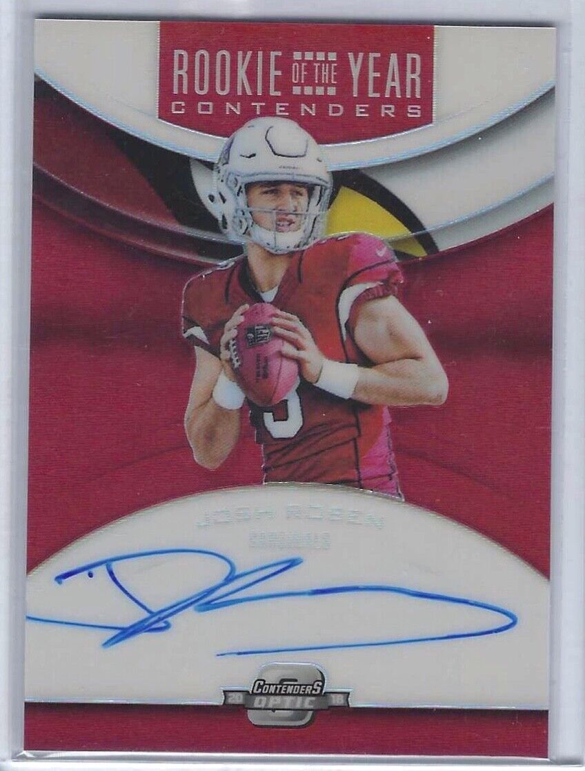JOSH ROSEN 2018 CONTENDERS OPTIC RED PRIZM ROOKIE OF THE YEAR AUTO RC #D 36/99