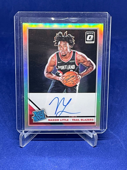 NASSIR LITTLE 2019-20 PANINI DONRUSS OPTIC RATED ROOKIE PRIZM HOLO AUTO RC #154