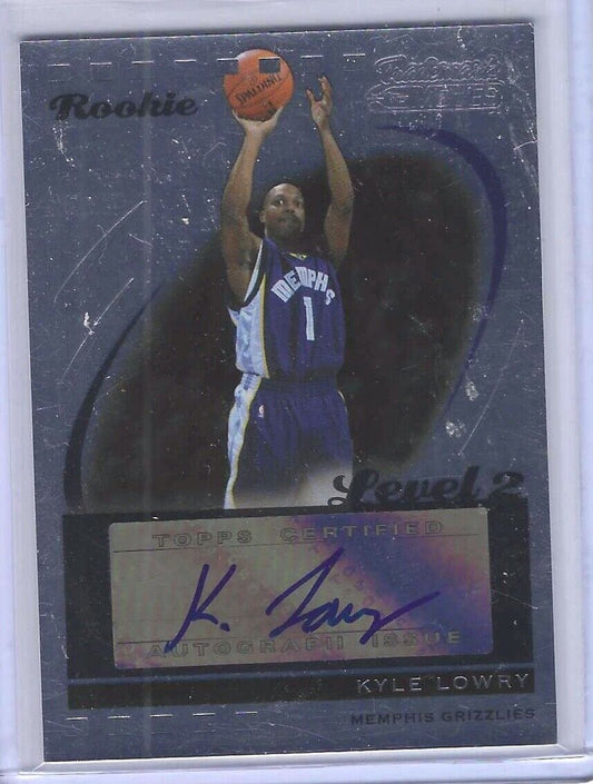 KYLE LOWRY 2007-08 TOPPS TRADEMARK MOVES SILVER FOIL ROOKIE AUTO RC #D 28/75