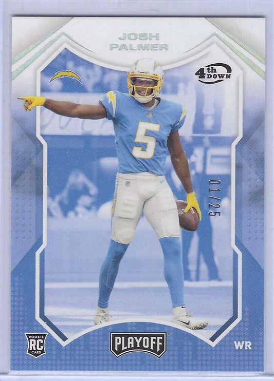 JOSH PALMER 2021 PANINI PLAYOFF 4TH DOWN ROOKIE RC #D 01/25