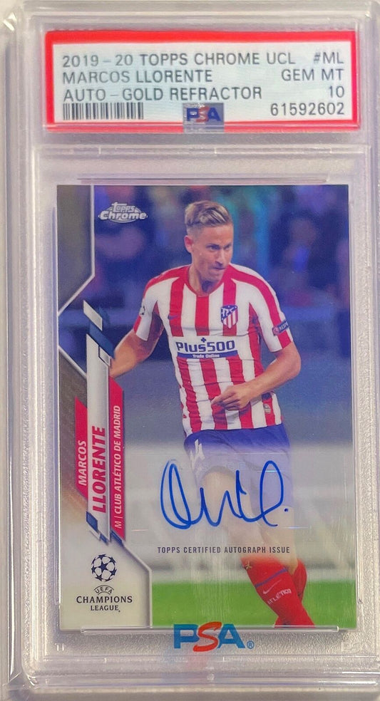 MARCUS LLORENTE 2019-20 TOPPS CHROME UCL GOLD REFRACTOR AUTO /50 PSA 10 POP 1/1