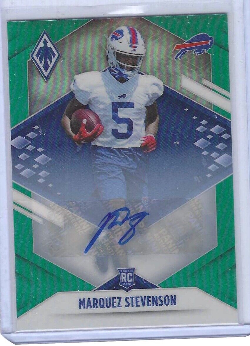 MARQUEZ STEVENSON 2021 PANINI PHOENIX AQUA GREEN PRIZM ROOKIE AUTO RC #D 01/10