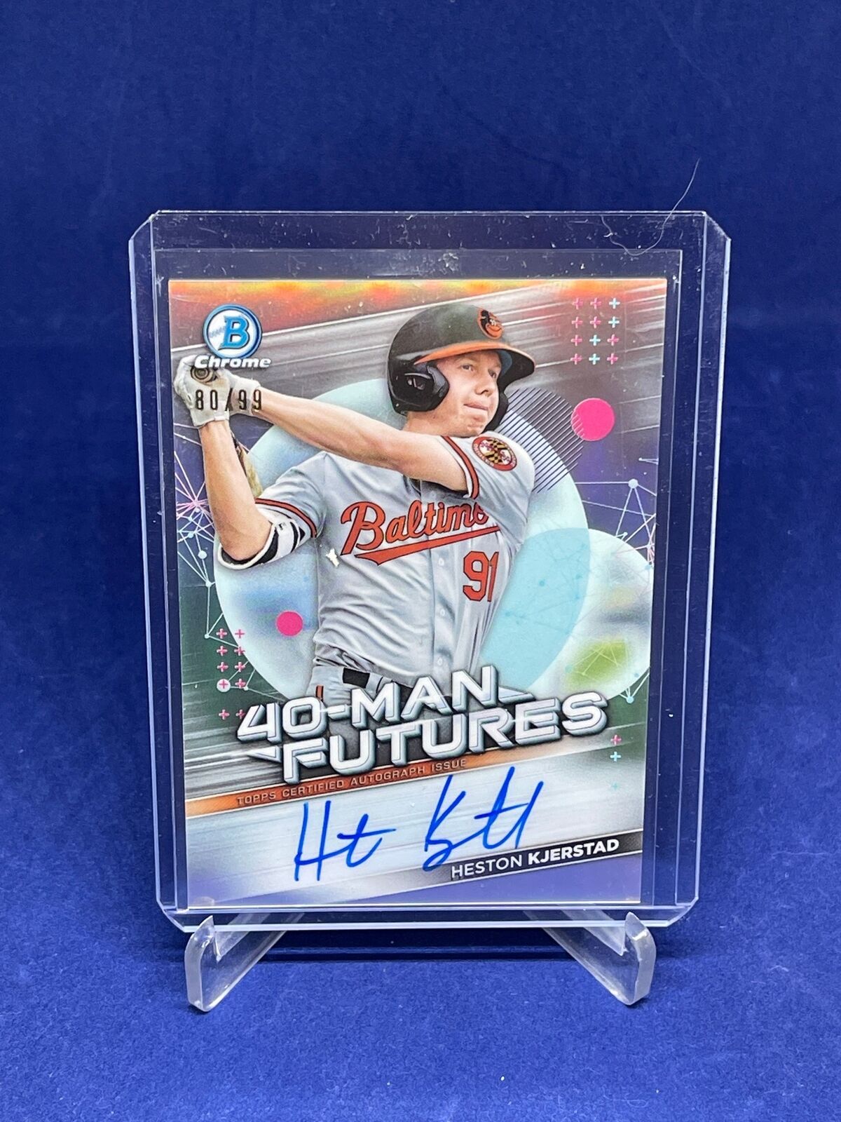 HESTON KJERSTAD 2021 BOWMAN CHROME 40 MAN FUTURES REFRACTOR AUTO PROSPECT #D /99