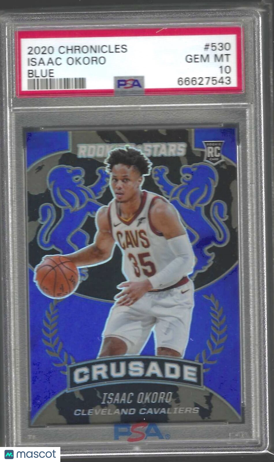 ISAAC OKORO 2020-21 PANINI CHRONICLES CRUSADE BLUE PRIZM RC /99 PSA 10 POP 1/1