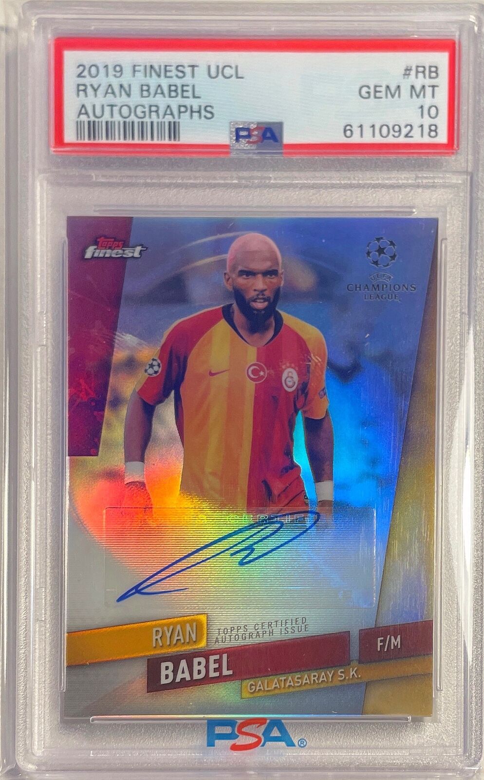 RYAN BABEL 2019-20 TOPPS FINEST UCL AUTO REFRACTOR PSA 10 GEM MINT POP 5