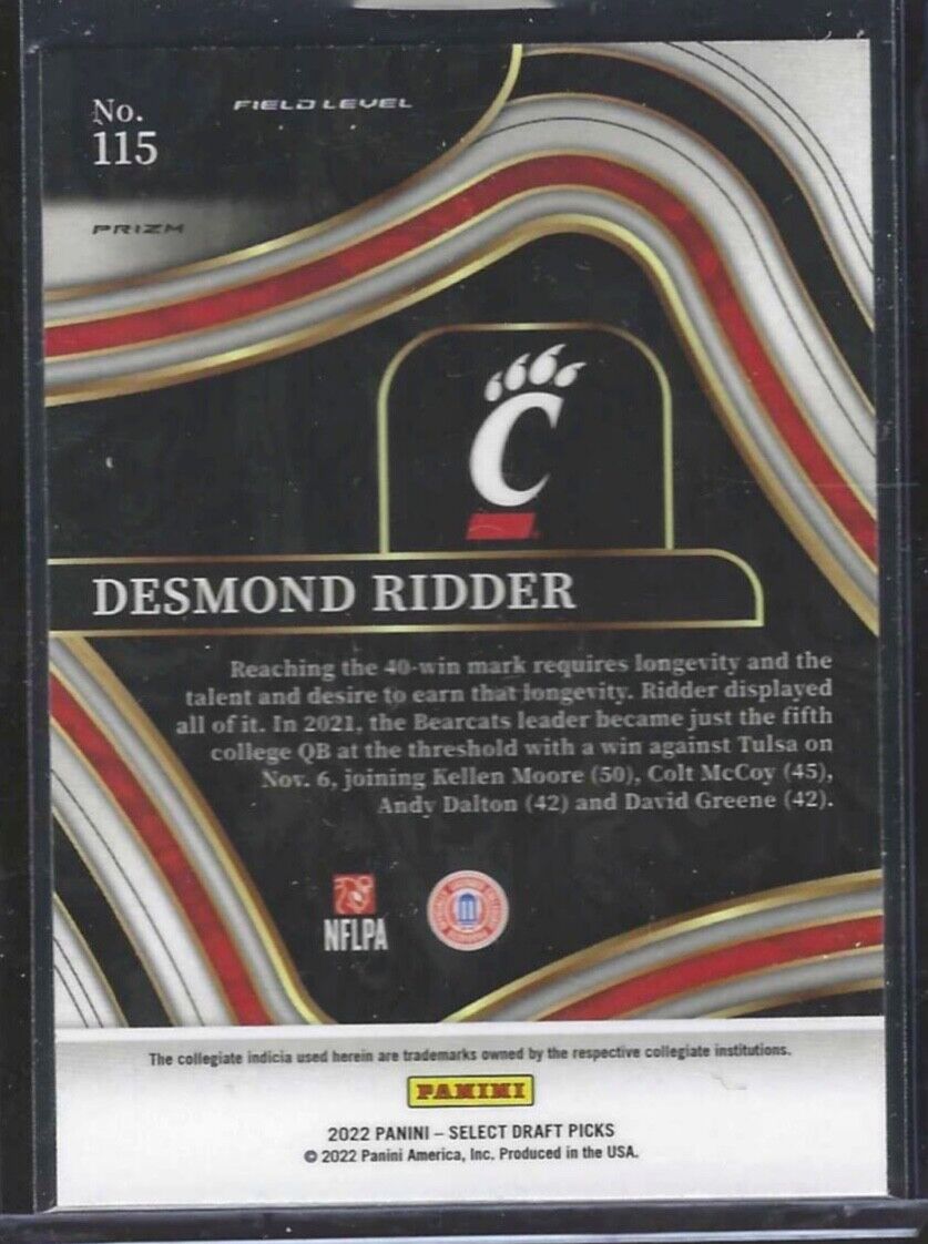 DESMOND RIDDER 2022 PANINI SELECT FIELD LEVEL RED LAZER PRIZM RC #115