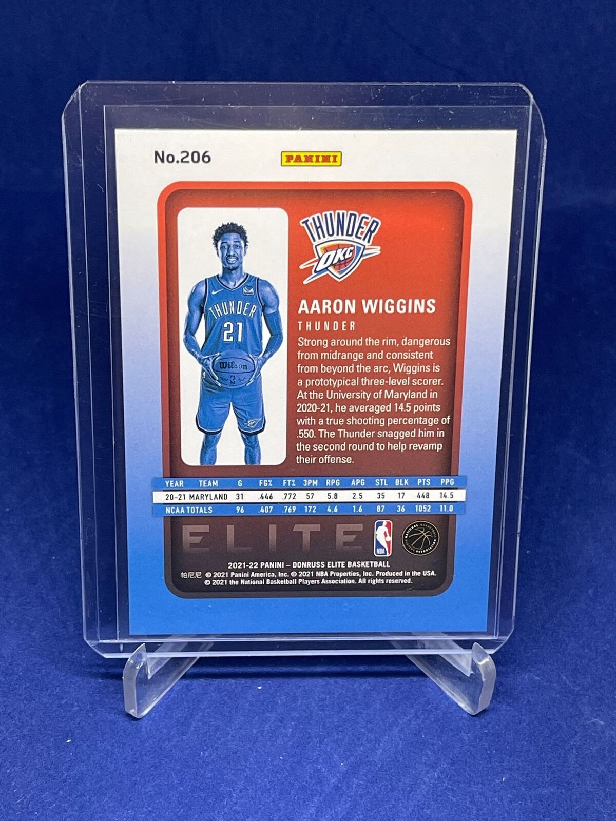 AARON WIGGINS 2021-22 PANINI DONRUSS ELITE ROOKIE RC #D /999