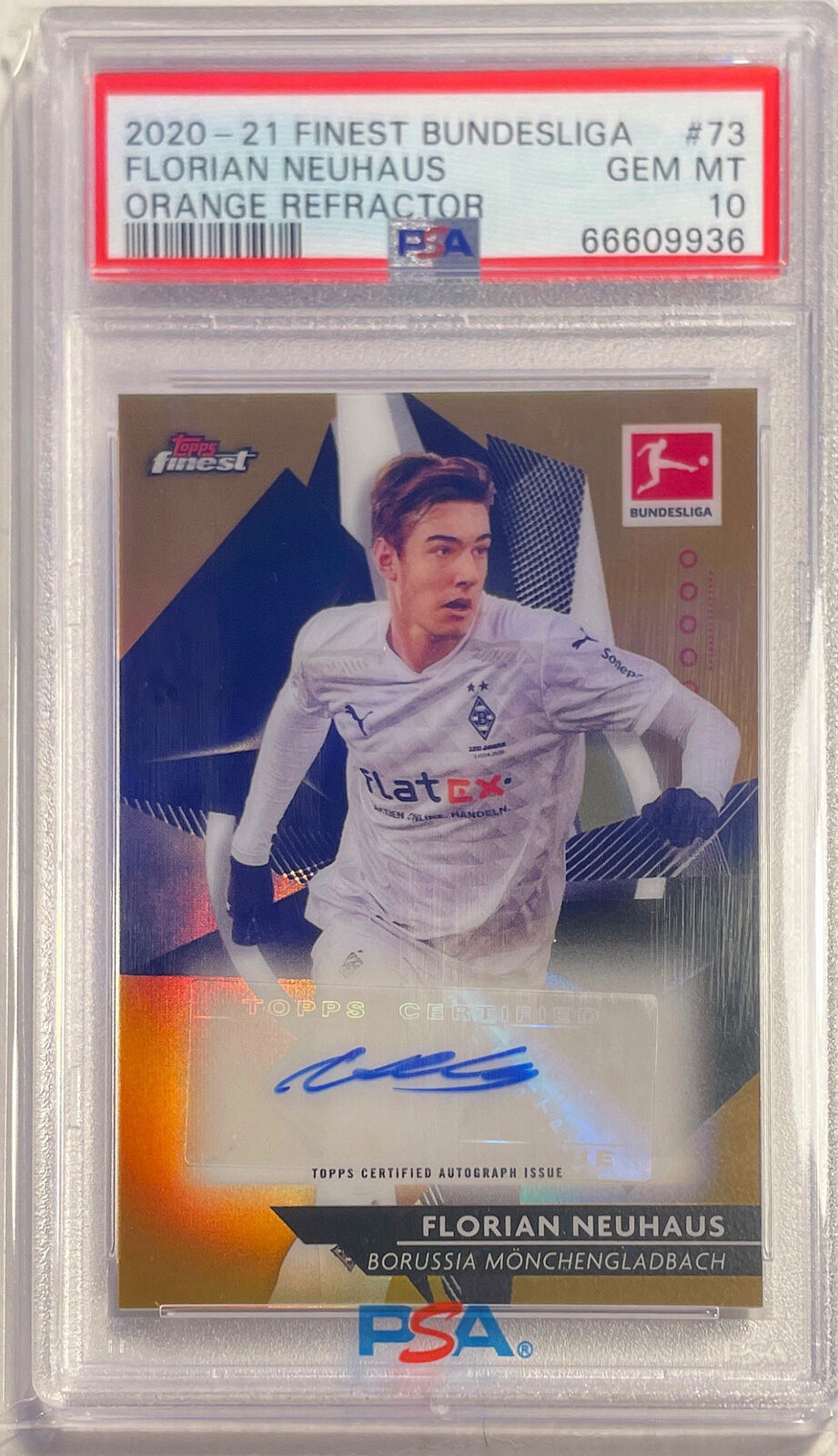 FLORIAN NEUHAUS 2020-21 FINEST BUNDESLIGA GOLD REFRACTOR AUTO /25 PSA 10 POP 1/1