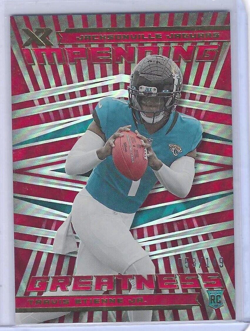 TRAVIS ETIENNE JR 2021 PANINI XR RED FOIL IMPENDING GREATNESS RC #D 053/149