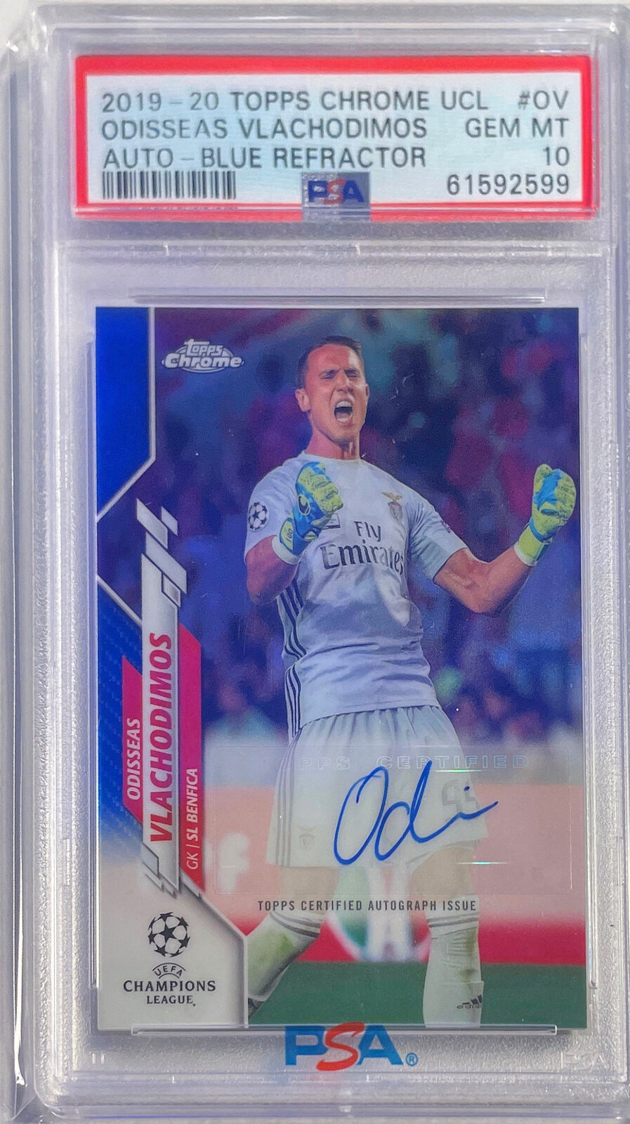 ODISSEAS VLACHODIMOS 2019 TOPPS CHROME BLUE REFRACTOR AUTO /150 PSA 10 POP 1/1