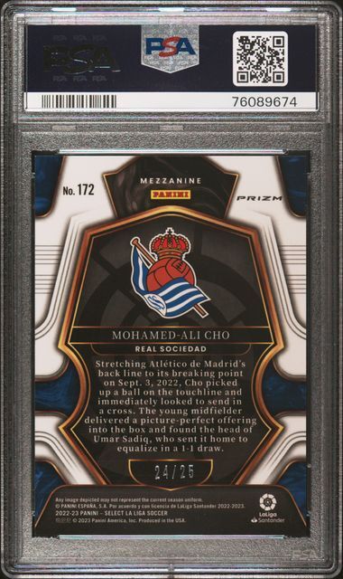 MOHAMED ALI-CHO 2022-23 SELECT LA LIGA ZEBRA PRIZM RC /25 PSA 10 GEM MINT POP 4
