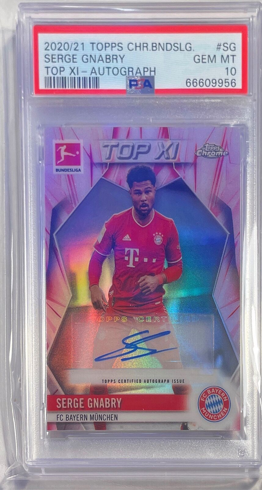 SERGE GNABRY 2020-21 TOPPS CHROME BUNDESLIGA TOP XI AUTO #D 16/50 PSA 10 POP 1/1