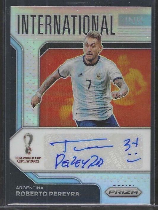 ROBERTO PEREYRA 2021-22 PANINI PRIZM WORLD CUP SILVER INTERNATIONAL AUTO #D 3/25