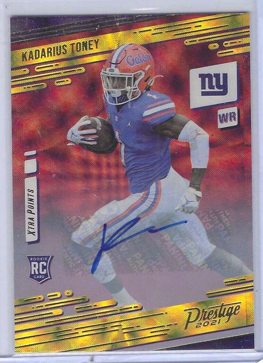 KADARIUS TONEY 2021 PANINI PRESTIGE YELLOW GOLD XTRA POINTS ROOKIE AUTO RC #214