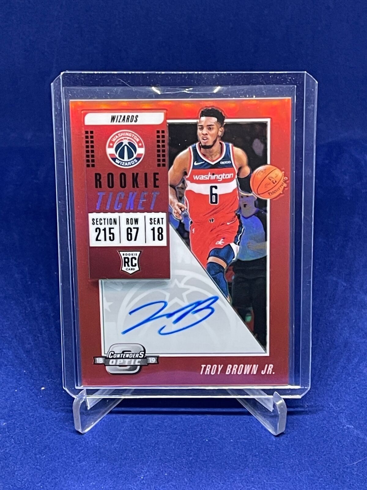 TROY BROWN JR 2018-19 PANINI CONTENDERS OPTIC TICKET RED HOLO AUTO RC #D 10/99