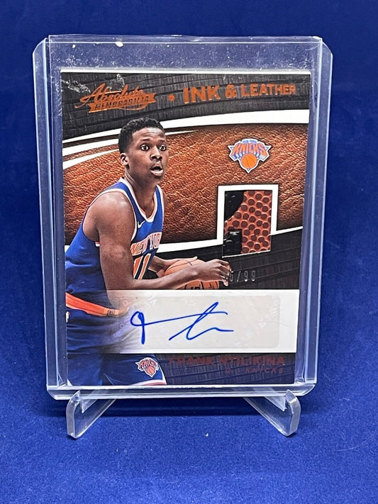 FRANK NTILIKINA 2017-18 PANINI ABSOLUTE INK AND LEATHER BALL AUTO RC #D /99
