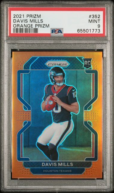 DAVIS MILLS 2021 PANINI PRIZM ORANGE PRIZMS RC #D 210/249 PSA 9 MINT