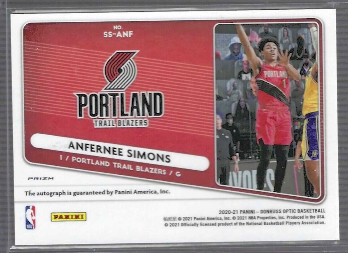 ANFERNEE SIMONS 2020-21 PANINI DONRUSS OPTIC SILVER SIGNATURE SERIES AUTO #SSANF