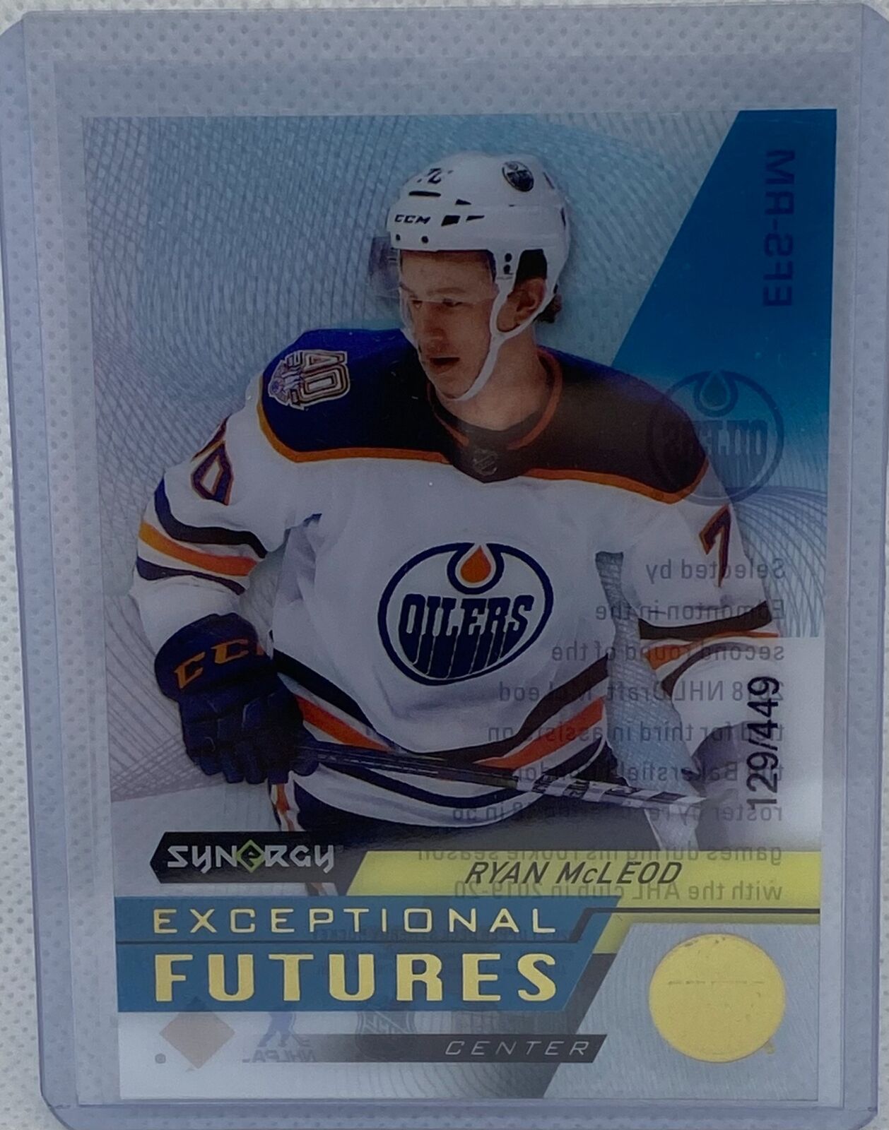 RYAN MCLEOD 2020-21 UPPER DECK SYNERGY EXCEPTIONAL FUTURES GOLD #D 129/449