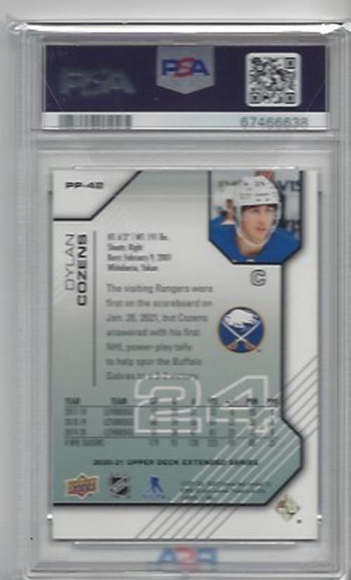 DYLAN COZENS 2020-21 UPPER DECK EXTENDED PROS PROSPECTS RC /1000 PSA 10 POP 1/1