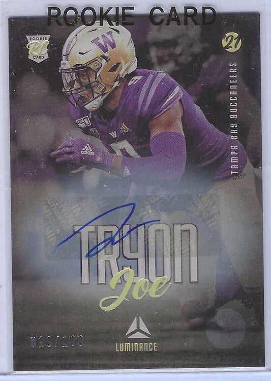 JOE TRYON 2021 PANINI LUMINANCE SILVER FOIL ROOKIE AUTO RC #D 019/100