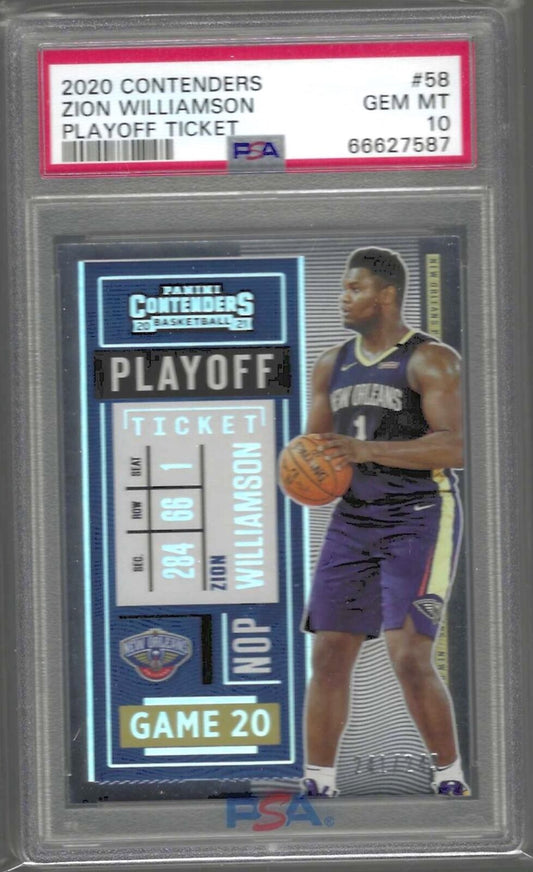 ZION WILLIAMSON 2020-21 PANINI CONTENDERS PLAYOFF TICKET /249 PSA 10 MINT POP 2