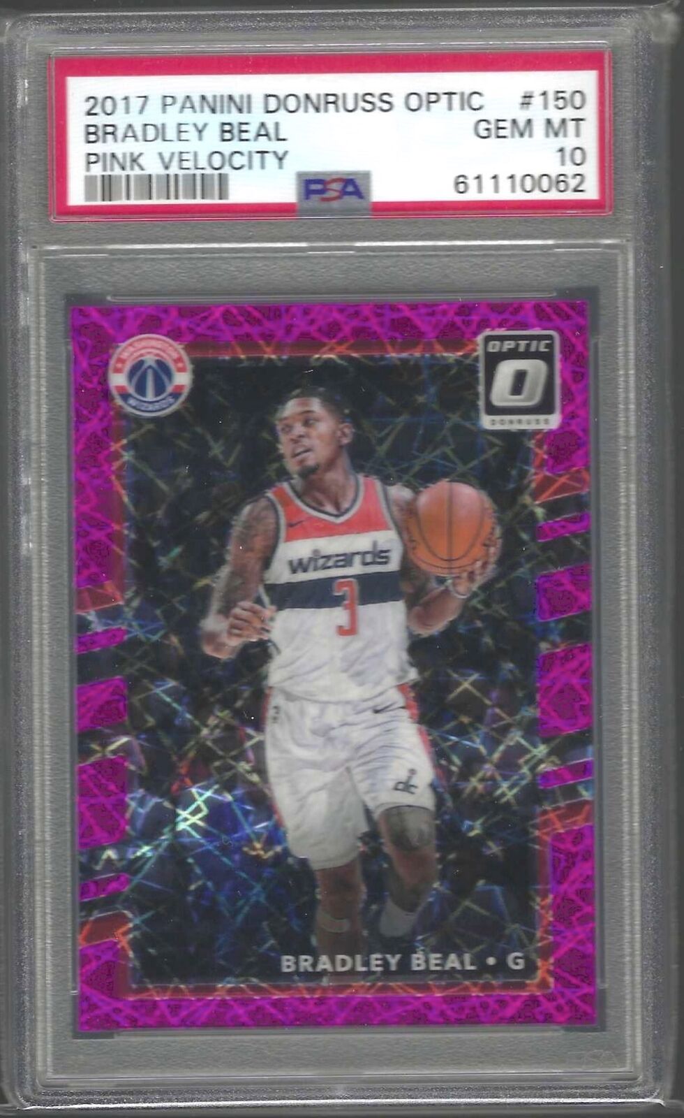 BRADLEY BEAL 2017-18 DONRUSS OPTIC PINK VELOCITY HOLO #D 1/79 PSA 10 GEM POP 2