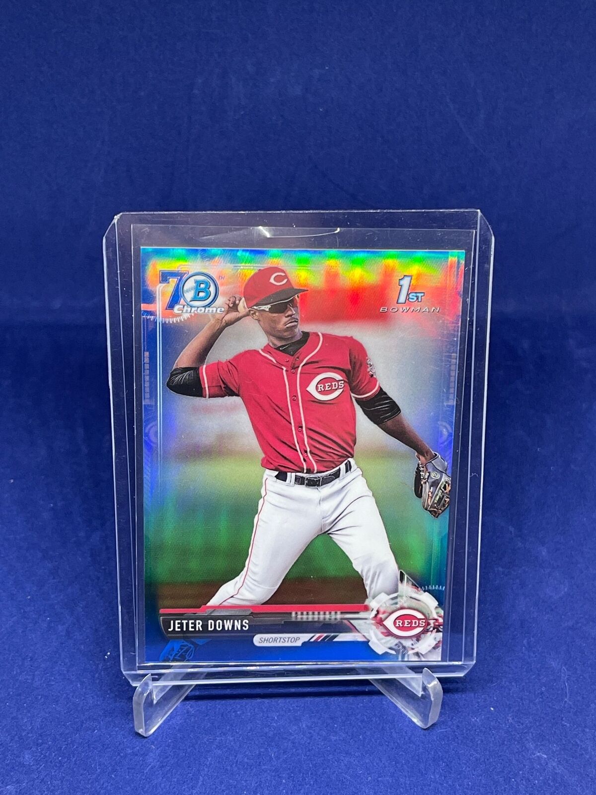 JETER DOWNS 2017 BOWMAN CHROME 1ST BOWMAN BLUE 70 REFRACTOR PROSPECT #D 142/200
