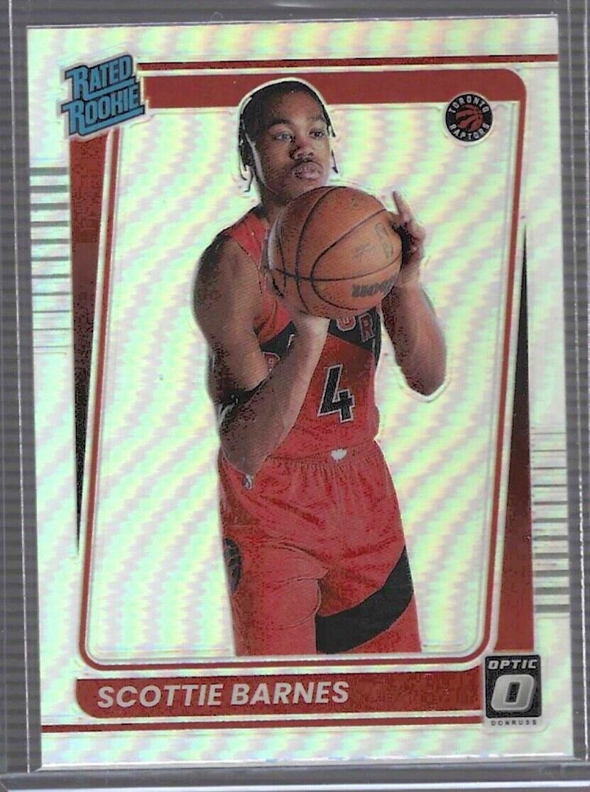 SCOTTIE BARNES 2021-22 PANINI DONRUSS OPTIC SILVER HOLO PRIZM ROOKIE RC #186