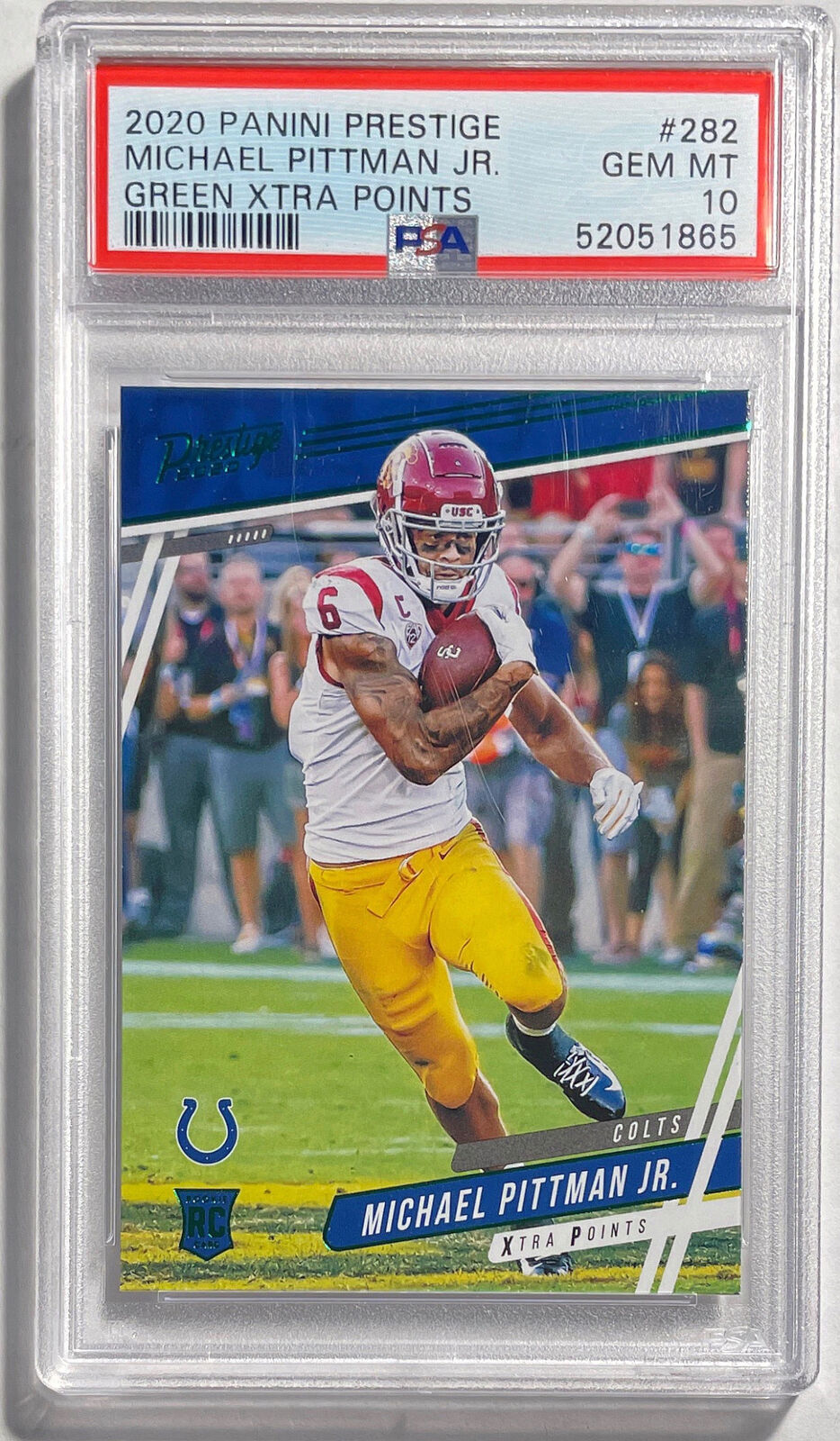 MICHAEL PITTMAN JR. 2020 PANINI PRESTIGE XTRA POINTS GREEN RC #282 PSA 10 POP 3
