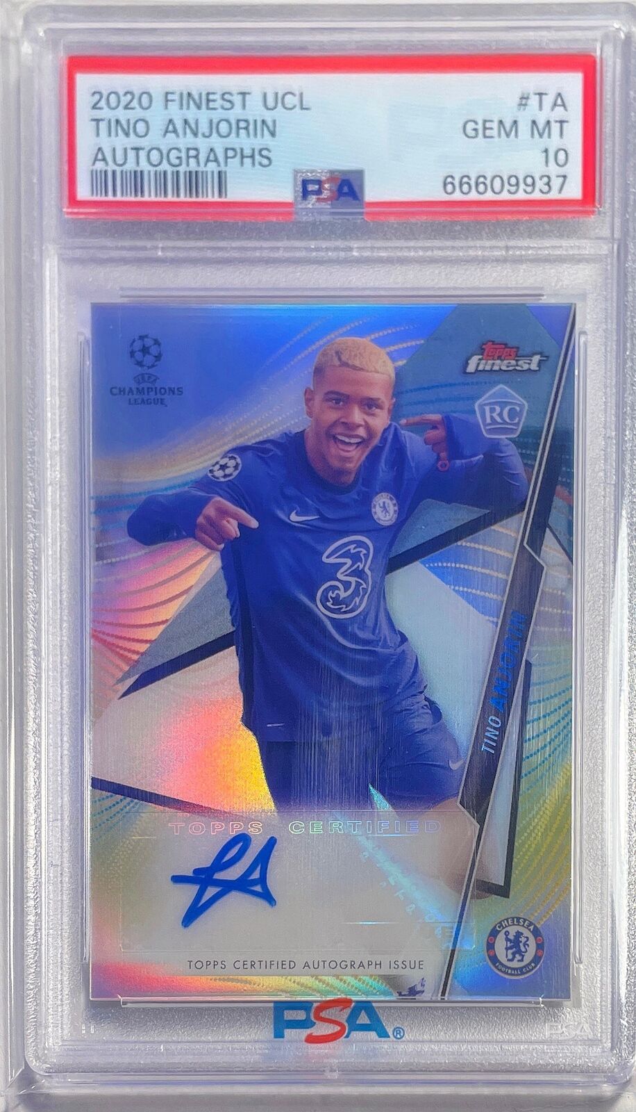 TINO ANJORIN 2020-21 TOPPS FINEST UCL AUTO REFRACTOR RC PSA 10 GEM MINT POP 4