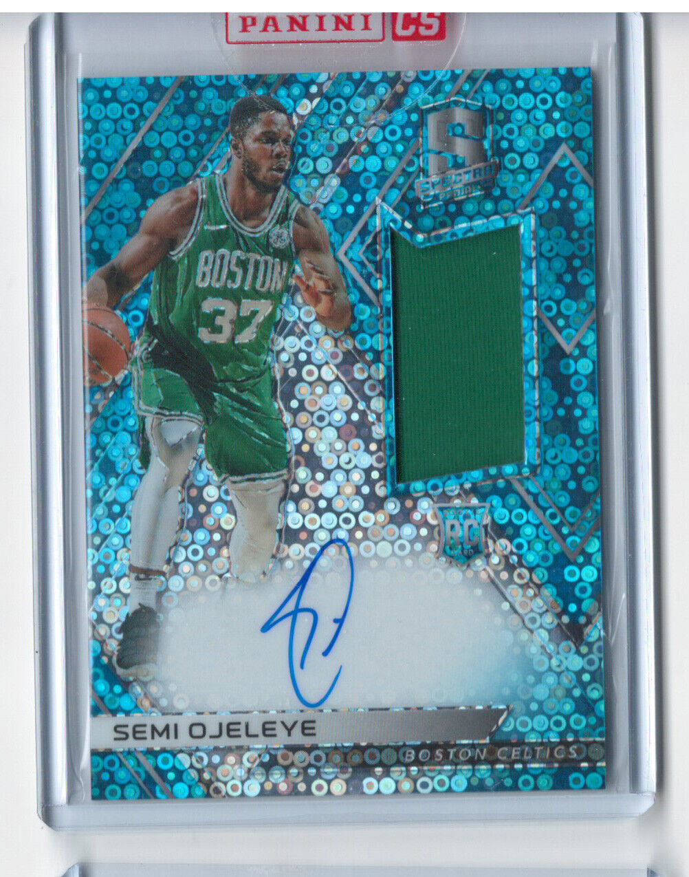 SEMI OJELEYE 2017-18 PANINI SPECTRA LIGHT BLUE DISCO PRIZM JERSEY AUTO RC /99