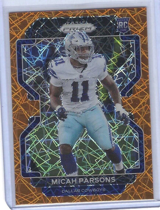 MICAH PARSONS 2021 PANINI PRIZM ORANGE LAZER PRIZM ROOKIE RC #382