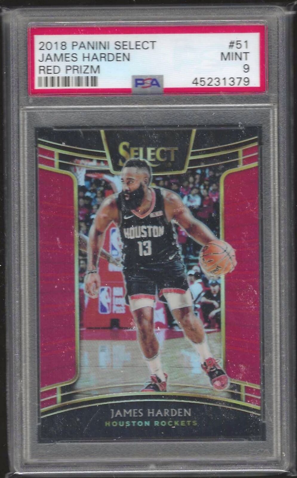 JAMES HARDEN 2018 PANINI SELECT CONCOURSE RED PRIZM /199 PSA 9 MINT