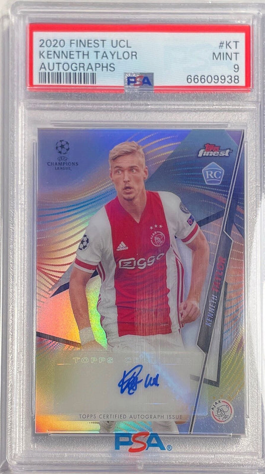 KENNETH TAYLOR 2020-21 TOPPS FINEST UCL AUTO REFRACTOR RC PSA 9 MINT POP 6