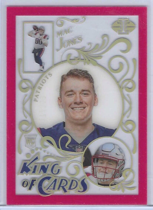 MAC JONES 2021 PANINI ILLUSIONS KING OF CARDS ACETATE RED RC #D 117/399