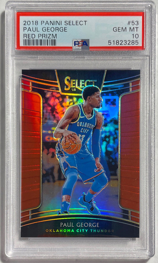 PAUL GEORGE 2018 PANINI SELECT RED PRIZM #D 121/199 PSA 10 GEM MINT POP 1/1