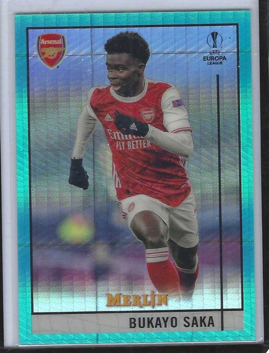 BUKAYO SAKA 2020-21 TOPPS MERLIN AQUA WAVE REFRACTOR RC #69