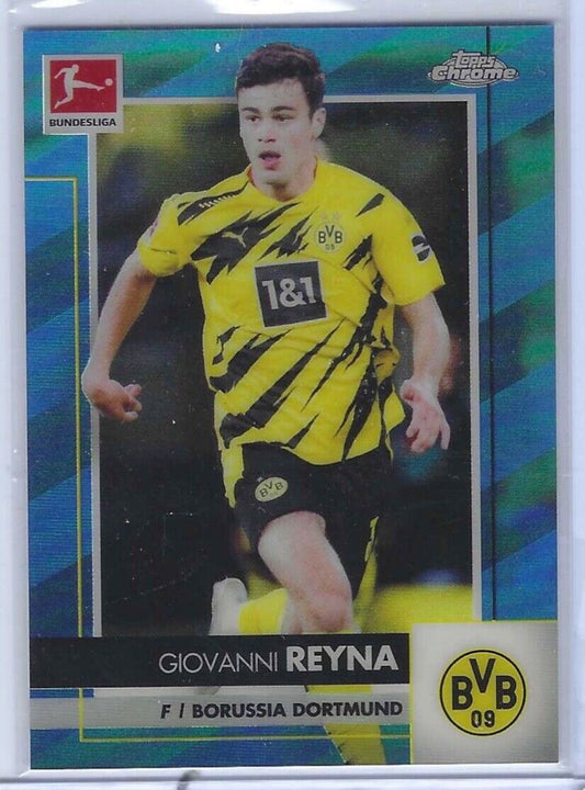 GIOVANNI REYNA 2020-21 TOPPS CHROME BUNDESLIGA BLUE REFRACTOR #D /150
