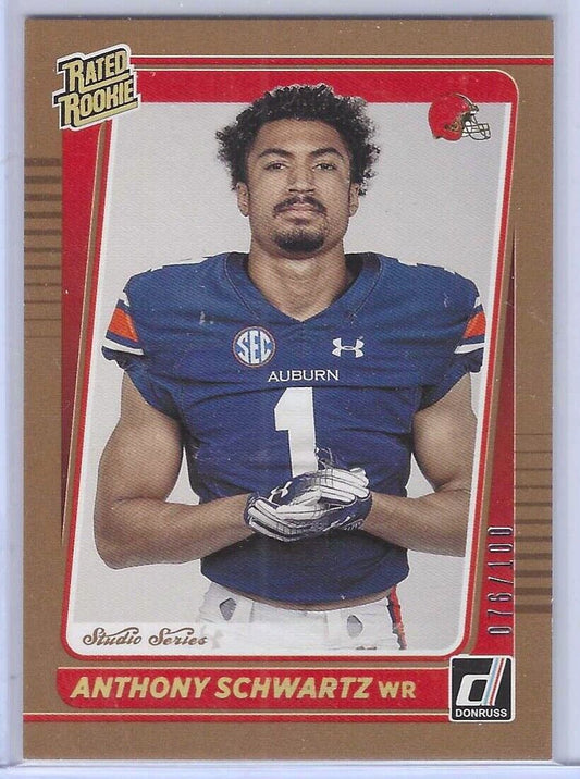 ANTHONY SCHWARTZ 2021 PANINI DONRUSS BRONZE STUDIO SERIES RC #D 076/100