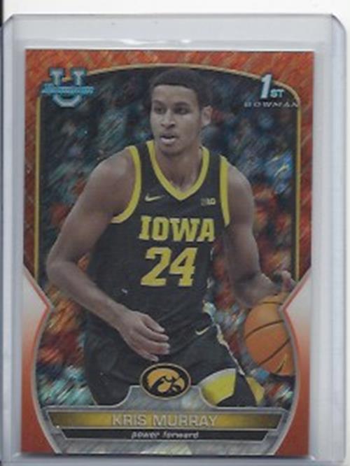 KRIS MURRAY 2023 BOWMAN CHROME UNIVERSITY ORANGE SHIMMER 1ST REFRACTOR RC #D /25