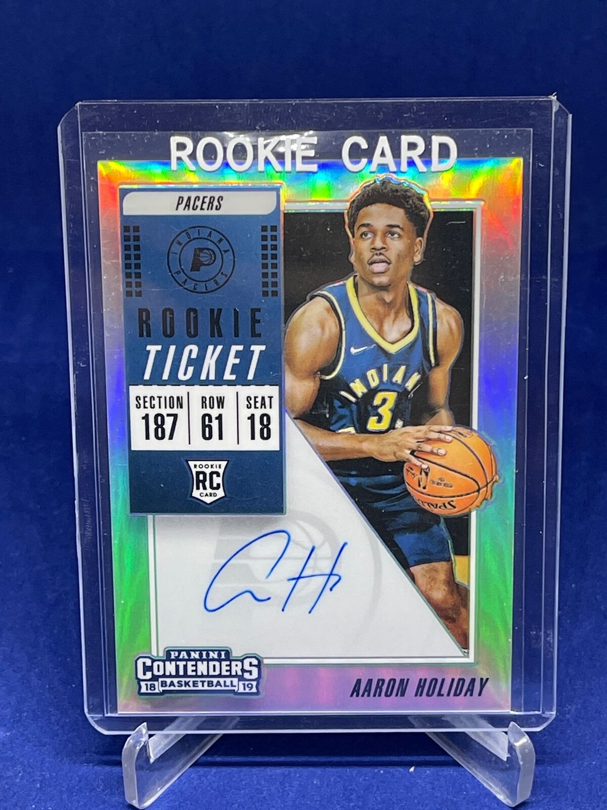 AARON HOLIDAY 2018-19 PANINI CONTENDERS PREMIUM TICKET SILVER PRIZM AUTO RC #101