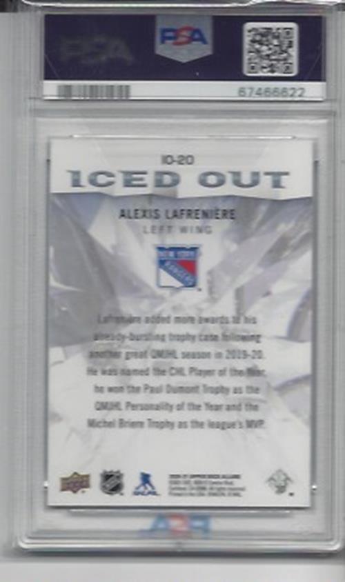 ALEXIS LAFRENIERE 2020-21 UD ALLURE ICED OUT ROOKIE RC #20 PSA 10 GEM MINT POP 5