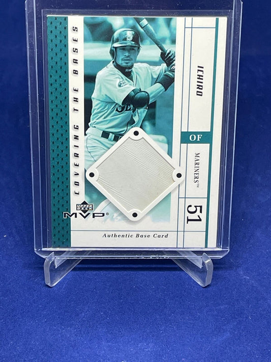 ICHIRO SUZUKI 2003 UPPER DECK MVP COVERING THE BASES GAME USED BASE RELIC PATCH