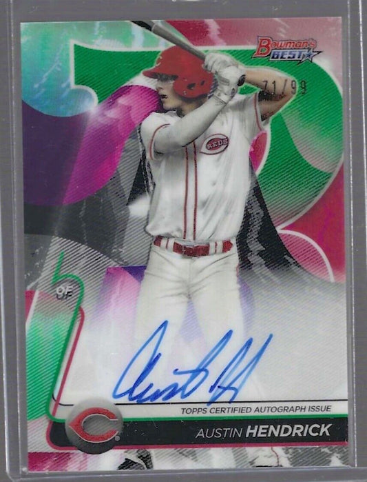 AUSTIN HENDRICK 2020 BOWMANS BEST GREEN REFRACTOR PROSPECT AUTO #D 71/99