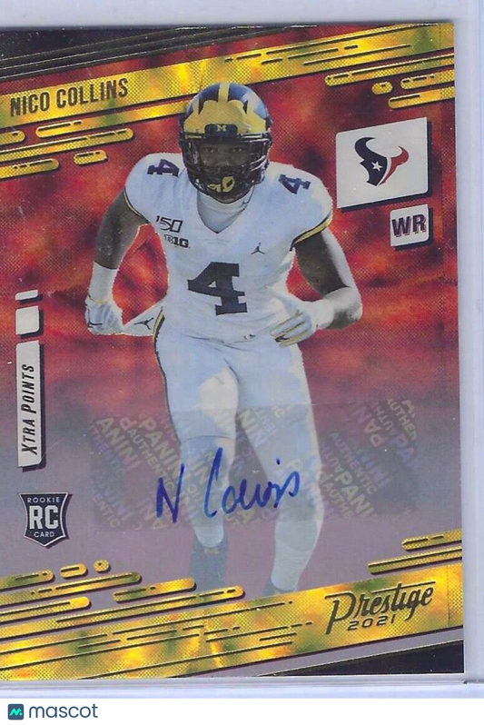 NICO COLLINS 2021 PANINI PRESTIGE YELLOW GOLD XTRA POINTS ROOKIE AUTO RC #237