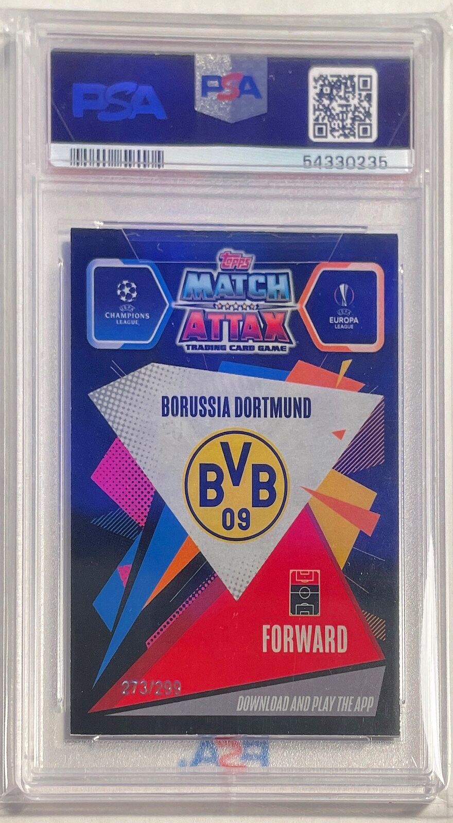 JADON SANCHO 2020-21 TOPPS CHROME MATCH ATTAX PURPLE REFRACTOR /299 PSA 9 POP 5